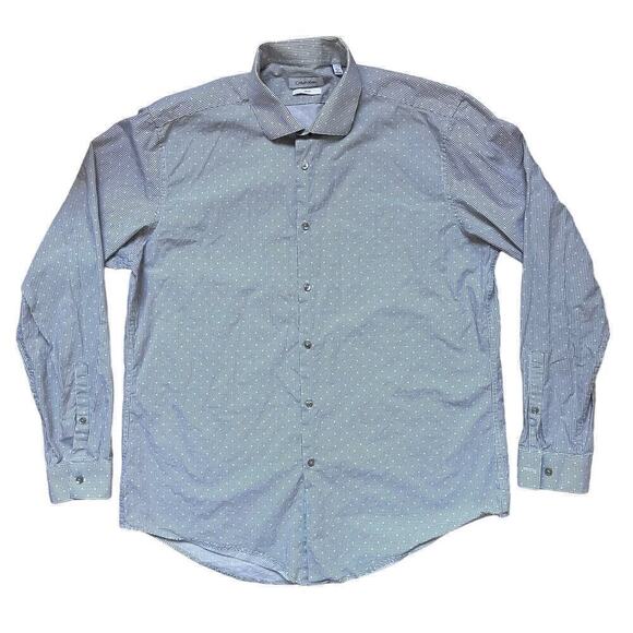 Calvin Klein Men’s Long Sleeve Button Down Shirt Slim Fit Size XL Size 17 - Picture 1 of 8